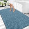 imageOLANLY Thick Bathroom Rugs 30x20 Extra Soft Absorbent Chenille Bath Rugs Rubber Backing Machine Wash Dry Bath Mats for Bathroom Floor Tub and Shower Home Decor Accessories GreyAiry Blue