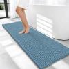 imageOLANLY Thick Bathroom Rugs 30x20 Extra Soft Absorbent Chenille Bath Rugs Rubber Backing Machine Wash Dry Bath Mats for Bathroom Floor Tub and Shower Home Decor Accessories GreyAiry Blue