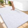 imageOLANLY Thick Bathroom Rugs 30x20 Extra Soft Absorbent Chenille Bath Rugs Rubber Backing Machine Wash Dry Bath Mats for Bathroom Floor Tub and Shower Home Decor Accessories GreyWhite