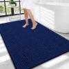 imageOLANLY Thick Bathroom Rugs 30x20 Extra Soft Absorbent Chenille Bath Rugs Rubber Backing Machine Wash Dry Bath Mats for Bathroom Floor Tub and Shower Home Decor Accessories GreyNavy