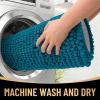 imageOLANLY Thick Bathroom Rugs 30x20 Extra Soft Absorbent Chenille Bath Rugs Rubber Backing Machine Wash Dry Bath Mats for Bathroom Floor Tub and Shower Home Decor Accessories GreyPeacock Blue