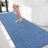imageOLANLY Thick Bathroom Rugs 30x20 Extra Soft Absorbent Chenille Bath Rugs Rubber Backing Machine Wash Dry Bath Mats for Bathroom Floor Tub and Shower Home Decor Accessories GreyCornflower Blue