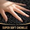imageOLANLY Thick Bathroom Rugs 30x20 Extra Soft Absorbent Chenille Bath Rugs Rubber Backing Machine Wash Dry Bath Mats for Bathroom Floor Tub and Shower Home Decor Accessories GreyBlack