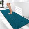 imageOLANLY Thick Bathroom Rugs 30x20 Extra Soft Absorbent Chenille Bath Rugs Rubber Backing Machine Wash Dry Bath Mats for Bathroom Floor Tub and Shower Home Decor Accessories GreyPeacock Blue