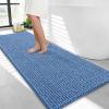 imageOLANLY Thick Bathroom Rugs 30x20 Extra Soft Absorbent Chenille Bath Rugs Rubber Backing Machine Wash Dry Bath Mats for Bathroom Floor Tub and Shower Home Decor Accessories GreyCornflower Blue