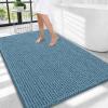 imageOLANLY Thick Bathroom Rugs 30x20 Extra Soft Absorbent Chenille Bath Rugs Rubber Backing Machine Wash Dry Bath Mats for Bathroom Floor Tub and Shower Home Decor Accessories GreyAiry Blue