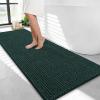 imageOLANLY Thick Bathroom Rugs 30x20 Extra Soft Absorbent Chenille Bath Rugs Rubber Backing Machine Wash Dry Bath Mats for Bathroom Floor Tub and Shower Home Decor Accessories GreyBlackish Green
