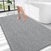 imageOLANLY Thick Bathroom Rugs 30x20 Extra Soft Absorbent Chenille Bath Rugs Rubber Backing Machine Wash Dry Bath Mats for Bathroom Floor Tub and Shower Home Decor Accessories GreyLight Grey