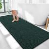 imageOLANLY Thick Bathroom Rugs 30x20 Extra Soft Absorbent Chenille Bath Rugs Rubber Backing Machine Wash Dry Bath Mats for Bathroom Floor Tub and Shower Home Decor Accessories GreyBlackish Green