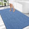 imageOLANLY Thick Bathroom Rugs 30x20 Extra Soft Absorbent Chenille Bath Rugs Rubber Backing Machine Wash Dry Bath Mats for Bathroom Floor Tub and Shower Home Decor Accessories GreyCornflower Blue