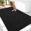 imageOLANLY Thick Bathroom Rugs 30x20 Extra Soft Absorbent Chenille Bath Rugs Rubber Backing Machine Wash Dry Bath Mats for Bathroom Floor Tub and Shower Home Decor Accessories GreyBlack