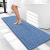 imageOLANLY Thick Bathroom Rugs 30x20 Extra Soft Absorbent Chenille Bath Rugs Rubber Backing Machine Wash Dry Bath Mats for Bathroom Floor Tub and Shower Home Decor Accessories GreyCornflower Blue