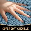 imageOLANLY Thick Bathroom Rugs 30x20 Extra Soft Absorbent Chenille Bath Rugs Rubber Backing Machine Wash Dry Bath Mats for Bathroom Floor Tub and Shower Home Decor Accessories GreyAiry Blue