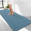 imageOLANLY Thick Bathroom Rugs 30x20 Extra Soft Absorbent Chenille Bath Rugs Rubber Backing Machine Wash Dry Bath Mats for Bathroom Floor Tub and Shower Home Decor Accessories GreyAiry Blue
