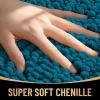 imageOLANLY Thick Bathroom Rugs 30x20 Extra Soft Absorbent Chenille Bath Rugs Rubber Backing Machine Wash Dry Bath Mats for Bathroom Floor Tub and Shower Home Decor Accessories GreyPeacock Blue