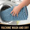 imageOLANLY Thick Bathroom Rugs 30x20 Extra Soft Absorbent Chenille Bath Rugs Rubber Backing Machine Wash Dry Bath Mats for Bathroom Floor Tub and Shower Home Decor Accessories GreyAiry Blue