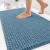 imageOLANLY Thick Bathroom Rugs 30x20 Extra Soft Absorbent Chenille Bath Rugs Rubber Backing Machine Wash Dry Bath Mats for Bathroom Floor Tub and Shower Home Decor Accessories GreyAiry Blue
