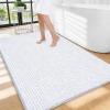 imageOLANLY Thick Bathroom Rugs 30x20 Extra Soft Absorbent Chenille Bath Rugs Rubber Backing Machine Wash Dry Bath Mats for Bathroom Floor Tub and Shower Home Decor Accessories GreyWhite