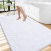 imageOLANLY Thick Bathroom Rugs 30x20 Extra Soft Absorbent Chenille Bath Rugs Rubber Backing Machine Wash Dry Bath Mats for Bathroom Floor Tub and Shower Home Decor Accessories GreyWhite
