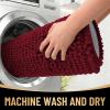 imageOLANLY Thick Bathroom Rugs 30x20 Extra Soft Absorbent Chenille Bath Rugs Rubber Backing Machine Wash Dry Bath Mats for Bathroom Floor Tub and Shower Home Decor Accessories GreyBurgundy