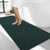 imageOLANLY Thick Bathroom Rugs 30x20 Extra Soft Absorbent Chenille Bath Rugs Rubber Backing Machine Wash Dry Bath Mats for Bathroom Floor Tub and Shower Home Decor Accessories GreyBlackish Green