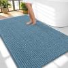 imageOLANLY Thick Bathroom Rugs 30x20 Extra Soft Absorbent Chenille Bath Rugs Rubber Backing Machine Wash Dry Bath Mats for Bathroom Floor Tub and Shower Home Decor Accessories GreyAiry Blue