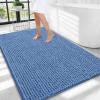 imageOLANLY Thick Bathroom Rugs 30x20 Extra Soft Absorbent Chenille Bath Rugs Rubber Backing Machine Wash Dry Bath Mats for Bathroom Floor Tub and Shower Home Decor Accessories GreyCornflower Blue