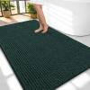 imageOLANLY Thick Bathroom Rugs 30x20 Extra Soft Absorbent Chenille Bath Rugs Rubber Backing Machine Wash Dry Bath Mats for Bathroom Floor Tub and Shower Home Decor Accessories GreyBlackish Green