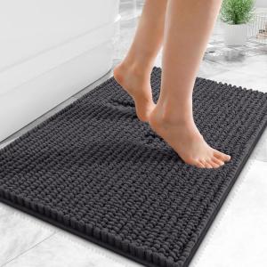 imageOLANLY Thick Bathroom Rugs 30x20 Extra Soft Absorbent Chenille Bath Rugs Rubber Backing Machine Wash Dry Bath Mats for Bathroom Floor Tub and Shower Home Decor Accessories GreyDark Grey