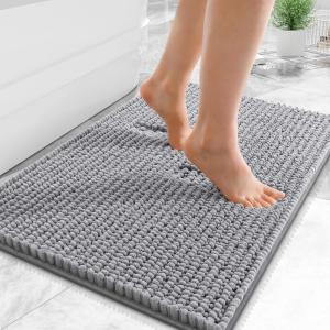 imageOLANLY Thick Bathroom Rugs 30x20 Extra Soft Absorbent Chenille Bath Rugs Rubber Backing Machine Wash Dry Bath Mats for Bathroom Floor Tub and Shower Home Decor Accessories GreyGrey