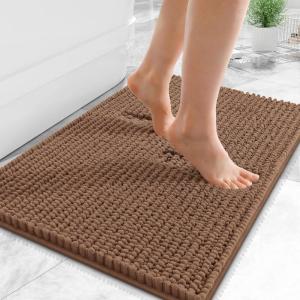 imageOLANLY Thick Bathroom Rugs 30x20 Extra Soft Absorbent Chenille Bath Rugs Rubber Backing Machine Wash Dry Bath Mats for Bathroom Floor Tub and Shower Home Decor Accessories GreyMocha