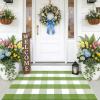imageOLANLY Buffalo Plaid Rug 2 x 3 24 x 36  Green and White Cotton Checkered Doormat Washable Indoor Outdoor Rug for Layered Front Porch Kitchen Entryway Decor