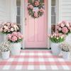 imageOLANLY Buffalo Plaid Rug 24 x 37 275 x 43  Pink and White Cotton Checkered Doormat Washable Indoor Outdoor Rug for Layered Front Porch Kitchen Entryway Decor