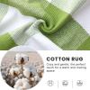 imageOLANLY Buffalo Plaid Rug 4 x 6  Green and White Cotton Checkered Doormat Washable Indoor Outdoor Rug for Layered Front Porch Kitchen Entryway Decor