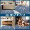 imageOLANLY Dog Door Mat for Muddy Paws 32x20 Paw Print Design Absorbs Moisture and Dirt NonSlip Washable Doormat Quick Dry Chenille Mud Mat Entry Indoor Entryway Carpet Airy Blue and White