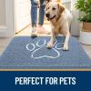 imageOLANLY Dog Door Mat for Muddy Paws 32x20 Paw Print Design Absorbs Moisture and Dirt NonSlip Washable Doormat Quick Dry Chenille Mud Mat Entry Indoor Entryway Carpet Airy Blue and White