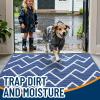 imageOLANLY Front Door Mat NonSlip Rubber Backing Dirt Resistant and Absorbent Washable Easy to Clean LowProfile Indoor Doormat for Back Door Entryway Inside Entrance 32x20 GreyNavy