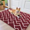 imageOLANLY Front Door Mat NonSlip Rubber Backing Dirt Resistant and Absorbent Washable Easy to Clean LowProfile Indoor Doormat for Back Door Entryway Inside Entrance 32x20 GreyBurgundy