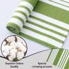 imageOLANLY Green and White Classic Striped Rug 2 x 43 24 x 51  Washable Cotton Indoor Outdoor Doormat for Front Door Entryway Kitchen Porch Patio Decor