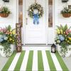 imageOLANLY Green and White Striped Rug 2 x 3 24 x 36  Washable Cotton Indoor Outdoor Doormat for Front Door Entryway Kitchen Porch Patio Decor