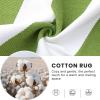 imageOLANLY Green and White Striped Rug 2 x 3 24 x 36  Washable Cotton Indoor Outdoor Doormat for Front Door Entryway Kitchen Porch Patio Decor
