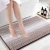 imageOLANLY Bathroom Rugs 32x20 Extra Soft Absorbent Chenille Striped Bath Rugs Rubber Backing Machine Wash Dry Bath Mats for Bathroom Floor Tub and Shower Home Decor Accessories BrownBrown