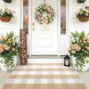 imageOLANLY Buffalo Plaid Rug 24 x 37 275 x 43  Beige and White Cotton Checkered Doormat Washable Indoor Outdoor Rug for Layered Front Porch Kitchen Entryway Decor