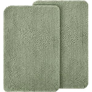 imageOLANLY Dog Door Mat Set 2Piece 30x20 Absorbs Moisture and Dirt Absorbent NonSlip Washable Doormat Quick Dry Chenille Mud Mat for Dogs Entry Indoor Entryway Carpet for Inside Floor GreySage Green