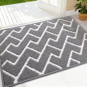 imageOLANLY Front Door Mat NonSlip Rubber Backing Dirt Resistant and Absorbent Washable Easy to Clean LowProfile Indoor Doormat for Back Door Entryway Inside Entrance 32x20 GreyGrey