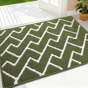 imageOLANLY Front Door Mat NonSlip Rubber Backing Dirt Resistant and Absorbent Washable Easy to Clean LowProfile Indoor Doormat for Back Door Entryway Inside Entrance 32x20 GreyGreen