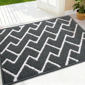 imageOLANLY Front Door Mat NonSlip Rubber Backing Dirt Resistant and Absorbent Washable Easy to Clean LowProfile Indoor Doormat for Back Door Entryway Inside Entrance 32x20 GreyCharcoal
