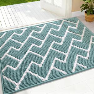 imageOLANLY Front Door Mat NonSlip Rubber Backing Dirt Resistant and Absorbent Washable Easy to Clean LowProfile Indoor Doormat for Back Door Entryway Inside Entrance 32x20 GreySage Green