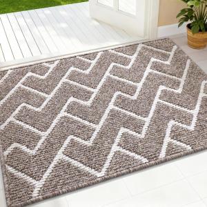 imageOLANLY Front Door Mat NonSlip Rubber Backing Dirt Resistant and Absorbent Washable Easy to Clean LowProfile Indoor Doormat for Back Door Entryway Inside Entrance 32x20 GreyKhaki