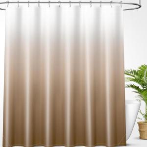 imageOLANLY Luxury Black and Grey Ombre Shower Curtain Sets with 12 Hooks Waterproof and Washable Decorative Shower Curtains for Bathroom 72x72 InchesBeige Ombre 12 Metal Hooks